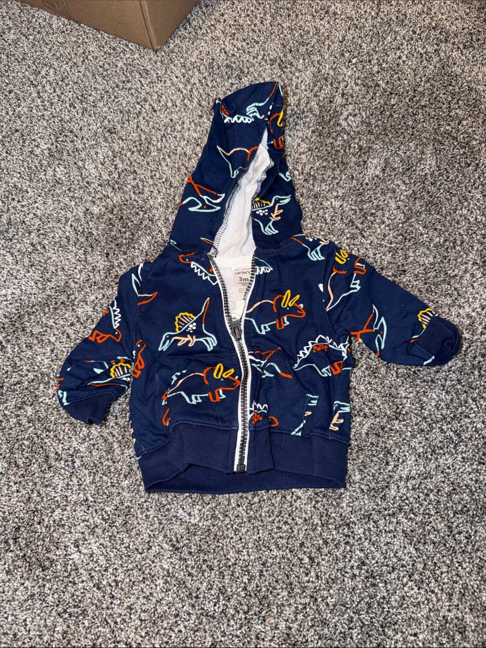 Carter's Navy Dino Hooded Zip-Up with Colorful Prints